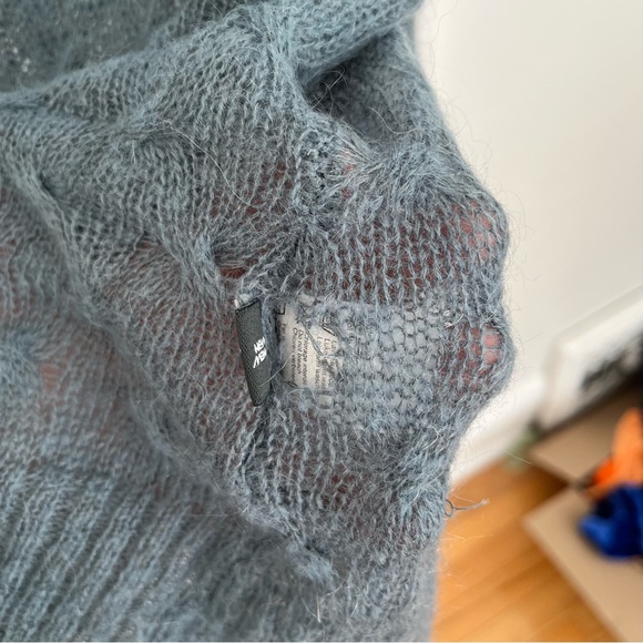 Stormy Ocean Blue Mohair Cardigan Size S - Picture 6 of 11